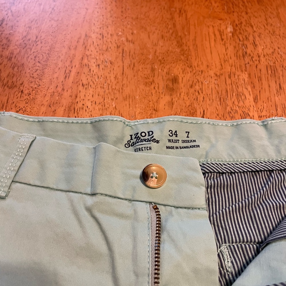 $60 NWT IZOD Men's Light Blue Shorts, size 34, 7” inseam - Picture 7 of 9